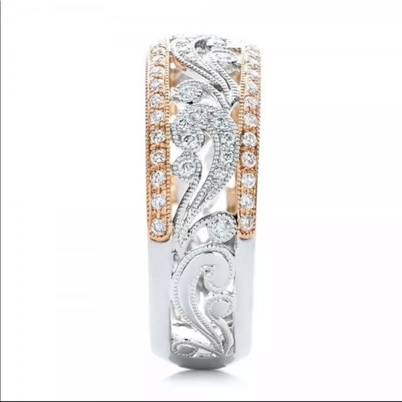 New Two Tone 925 Silver Sapphire Ring - Picture 4 of 7